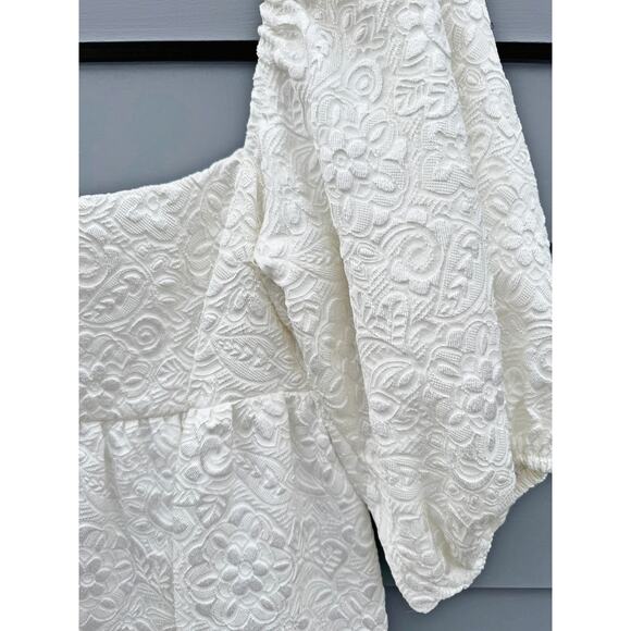 AMANDA UPRICHARD Maisie Empire Waist White Brocade Babydoll Dress XS - Picture 2 of 4